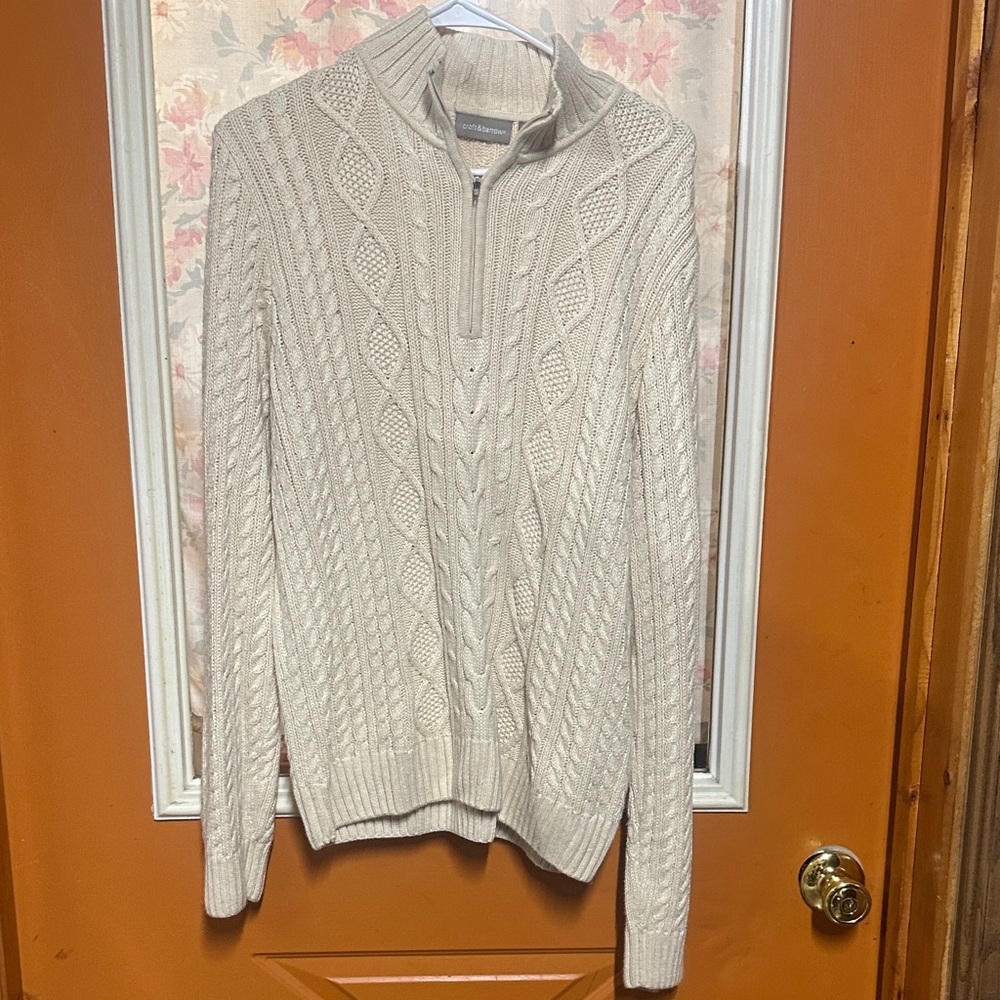 Croft & Barrow Cream Cable Knit Turtleneck Sweater